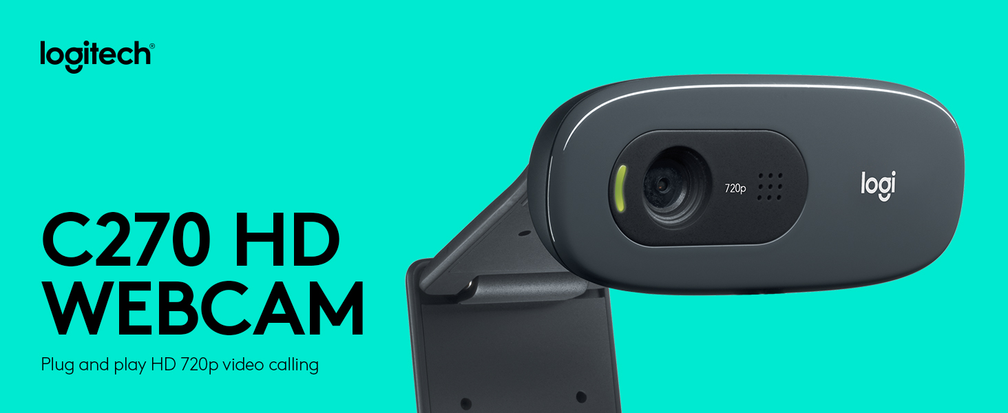 Logitech C270 HD Webcam, HD 720p