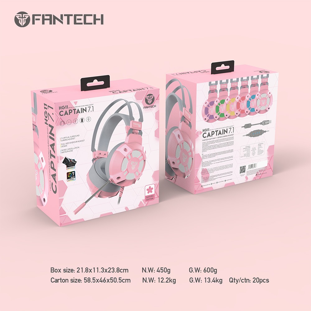FANTECH HG11 SAKURA CAPTAIN 7.1  HEADSET PINK