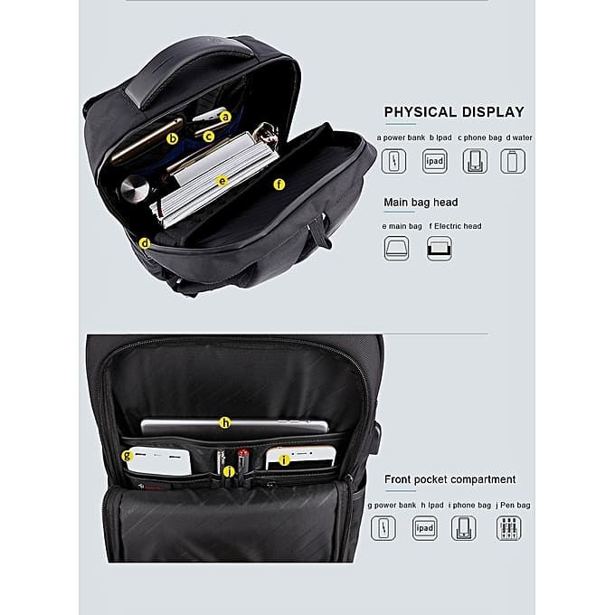 Arctic Hunter Backpack Waterproof with USB Charging-17\"