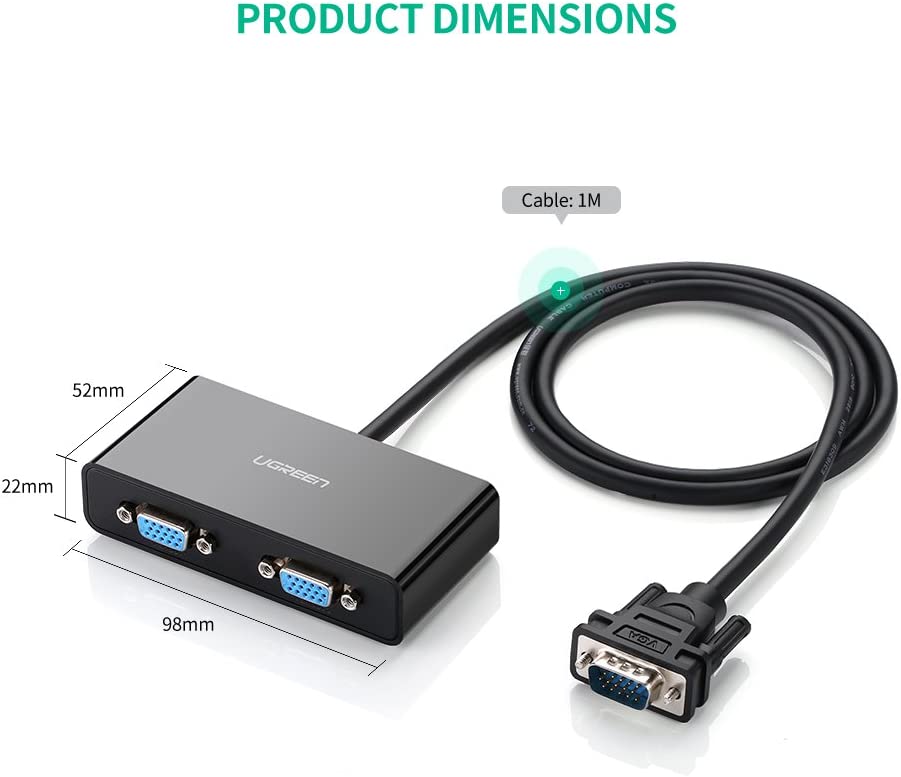 UGREEN 20918 VGA Male 2 Female Video Splitter Cable