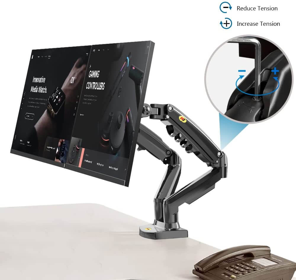 NORTH BAYOU F160 DUAL MONITOR DESK MOUNT STAND FOR 17 – 27 inch MONITORS