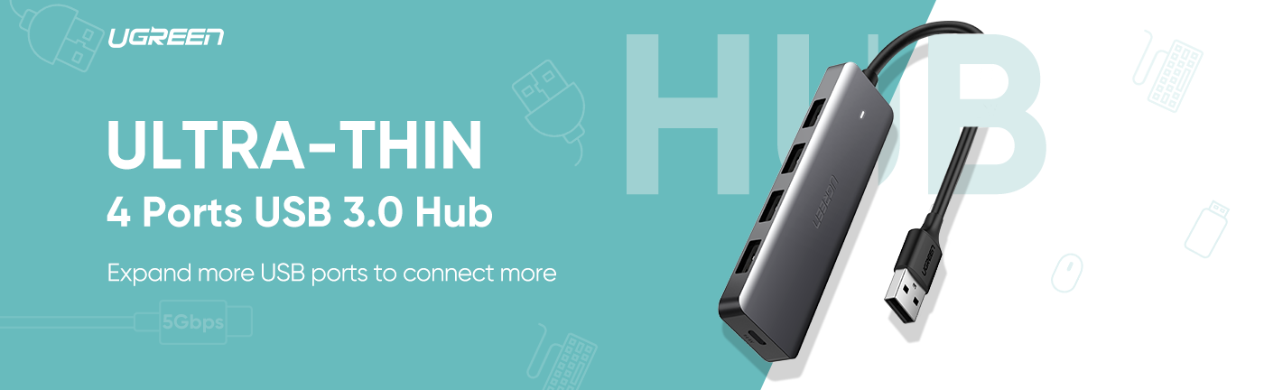 UGREEN Ultra-Thin 4 Ports USB 3.0 Hub
