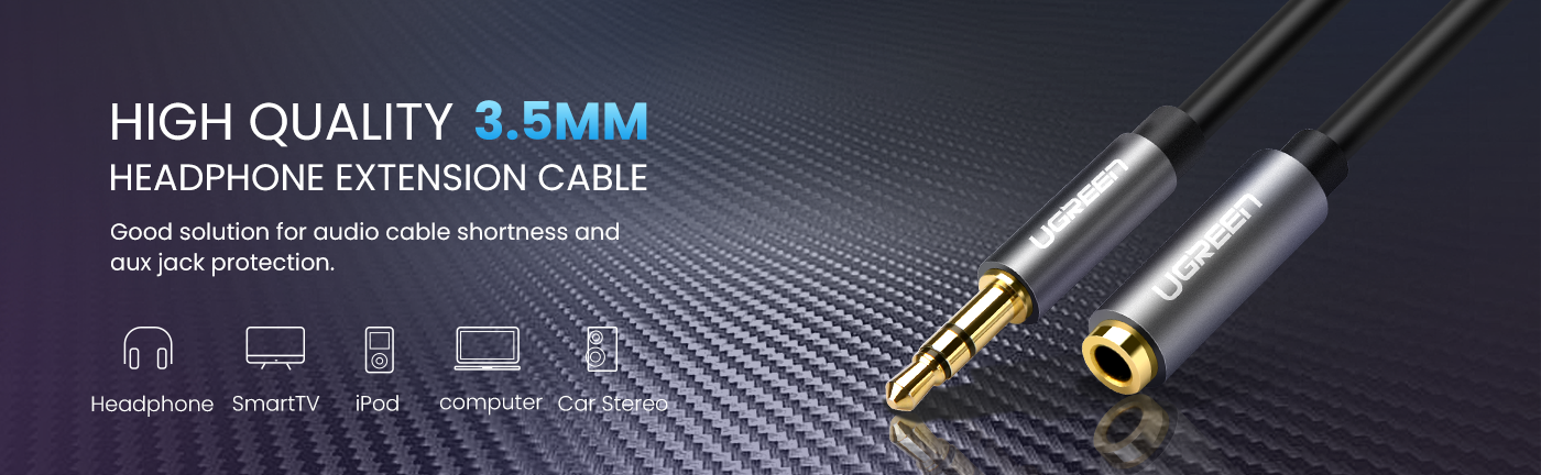 UGREEN 3.5mm Headphone Extension Cable – 2M