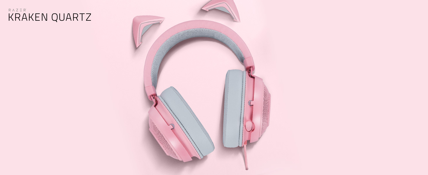 Razer Kraken Gaming Headset 2019: Aluminum Frame – Retractable Noise Cancelling Mic – Quartz Pink