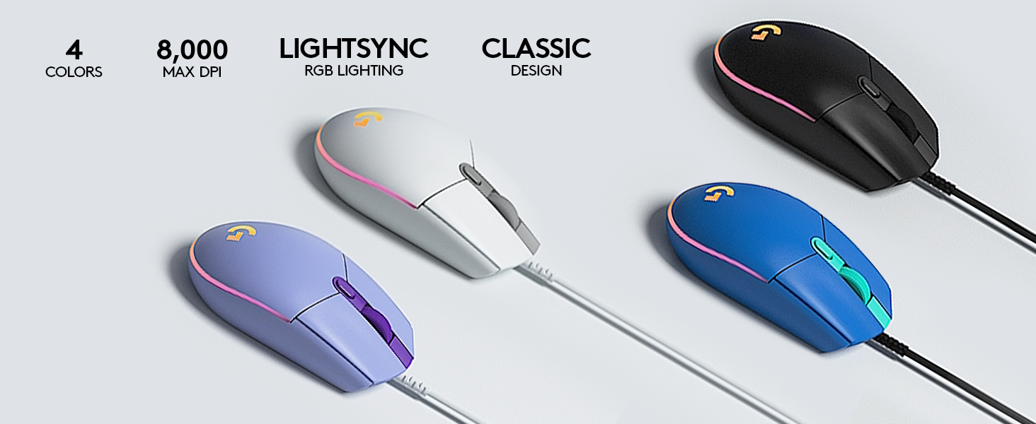 Logitech G203 Lightsync RGB 8,000DPI Gaming Mouse – Blue
