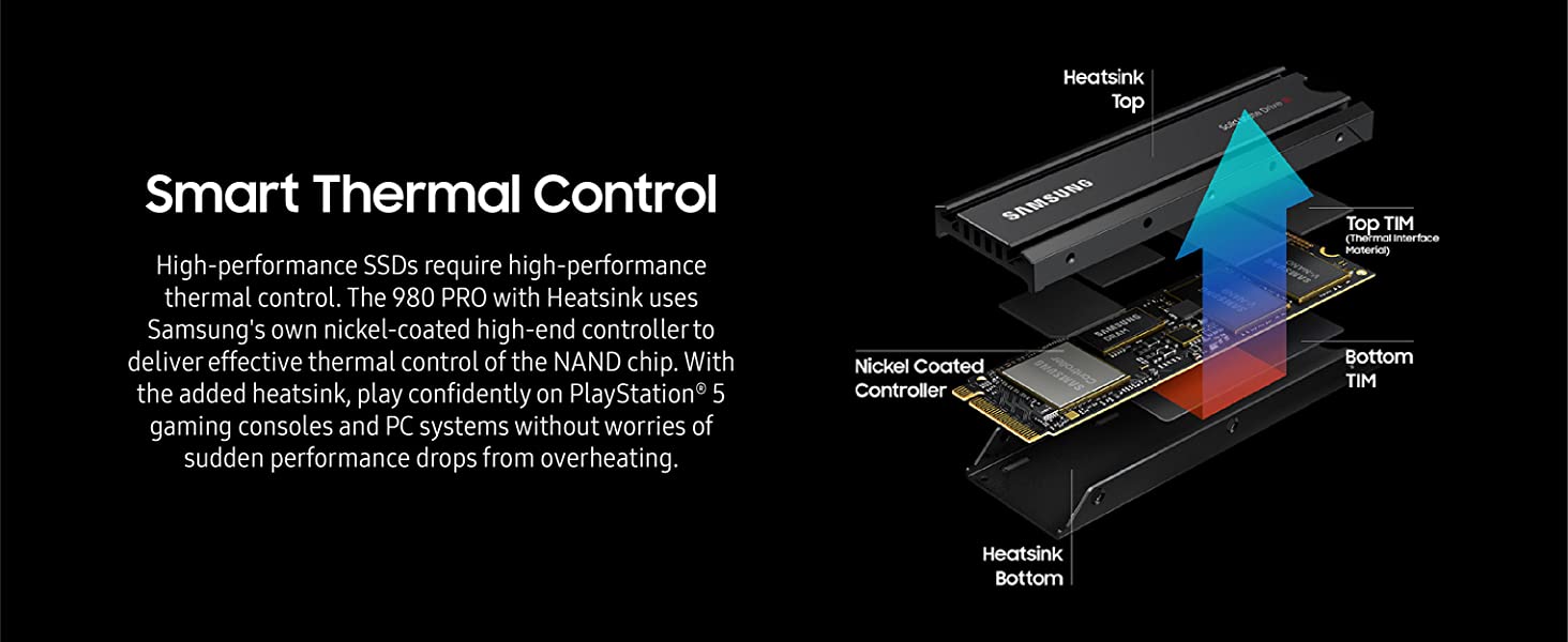 Samsung 980 Pro 1TB with Heatsink PCIe Gen 4 NVMe M.2 Internal SSD