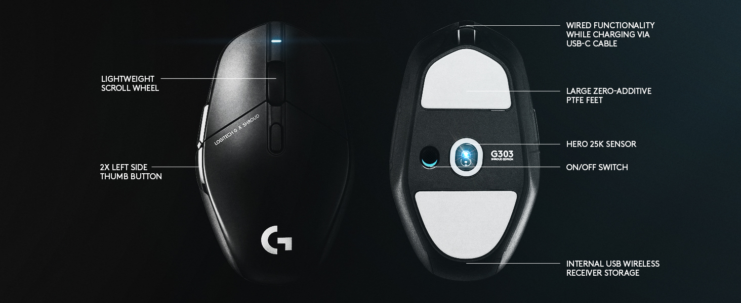 Logitech G303 Shroud Edition LIGHTSPEED Wireless Gaming Mouse