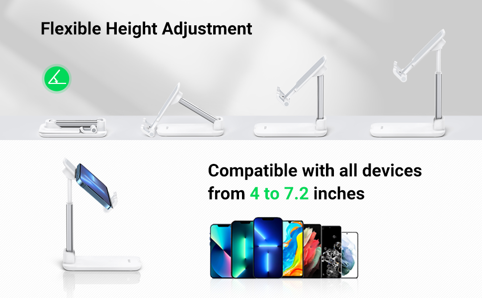 UGREEN Adjustable Desktop Cell Phone Stand – White