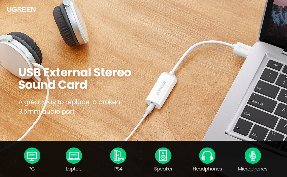 UGREEN 3.5mm to USB External Sound Card Audio Adapter