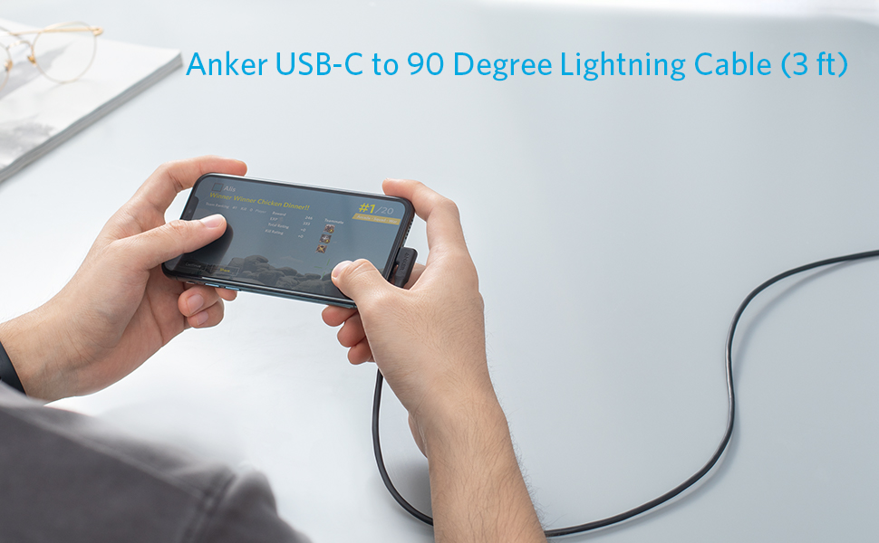 Anker USB-C to 90 Degree Lightning Cable 0.9M – Black