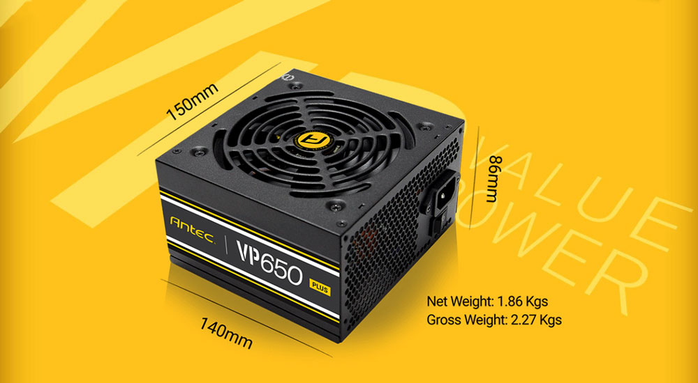 ANTEC VP650P 80 PLUS 650W POWER SUPPLY120MM SLINET FAN