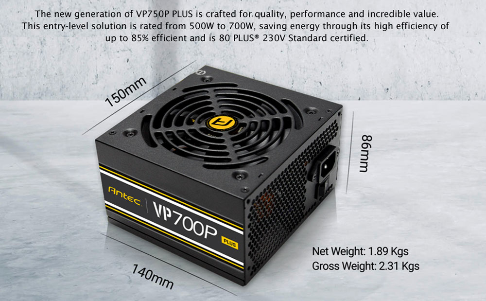 ANTEC VP700P 700W POWER SUPPLY UNIT 80 PLUS -120MM SILENT FAN