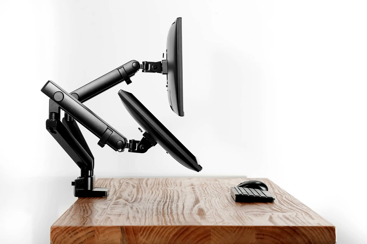 TWISTED MIND DUAL MONITORS ALUMINUM SLIM SPRING-ASSISTED MONITOR ARM