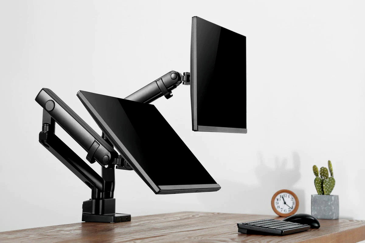 TWISTED MIND DUAL MONITORS ALUMINUM SLIM SPRING-ASSISTED MONITOR ARM