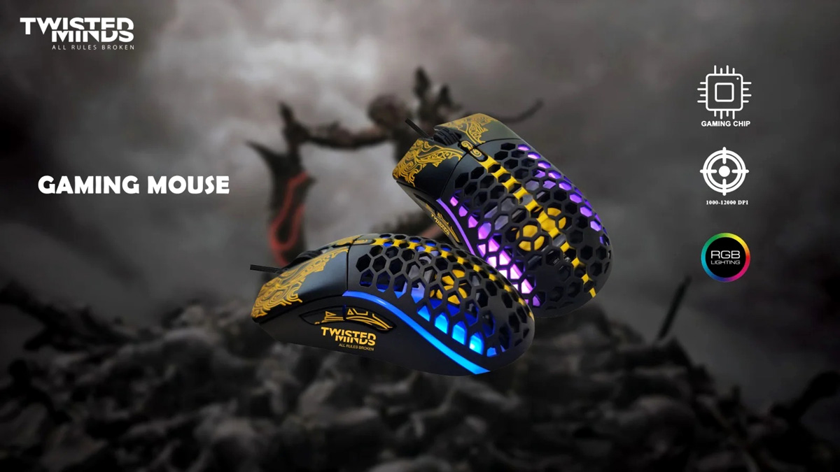 TWISTED MINDS COOL KNIGHT WIRED 12000 DPI RGB GAMING MOUSE