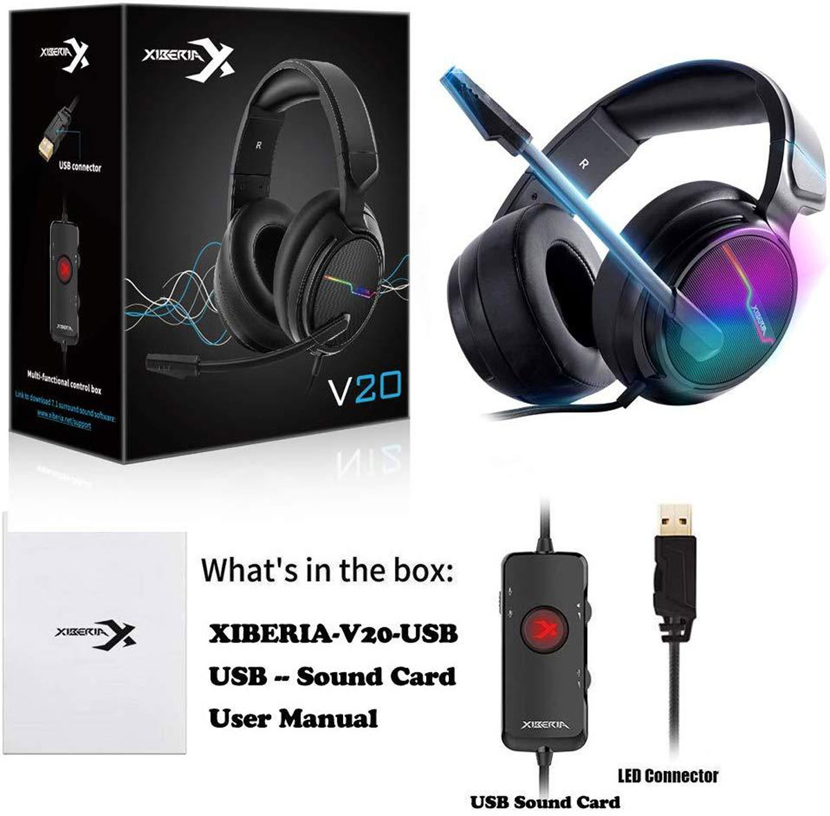 XIBERIA V20 USB 7.1 GAMING HEADSET
