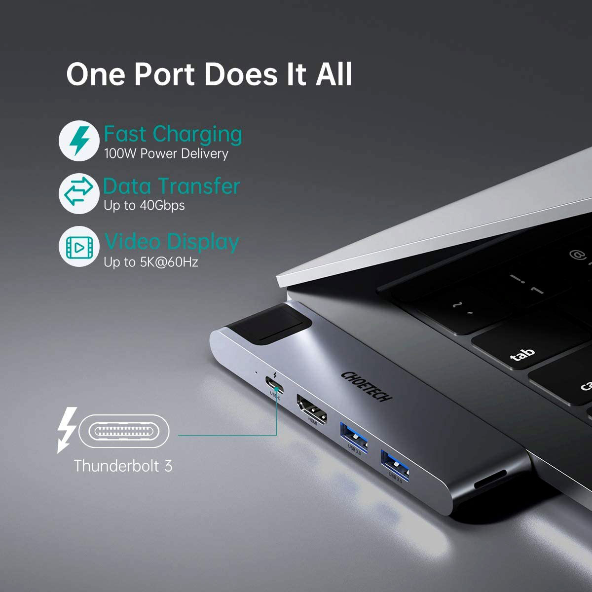 CHOETECH HUB -M24 7 IN 1 USB-C MULTIPORT ADAPTER