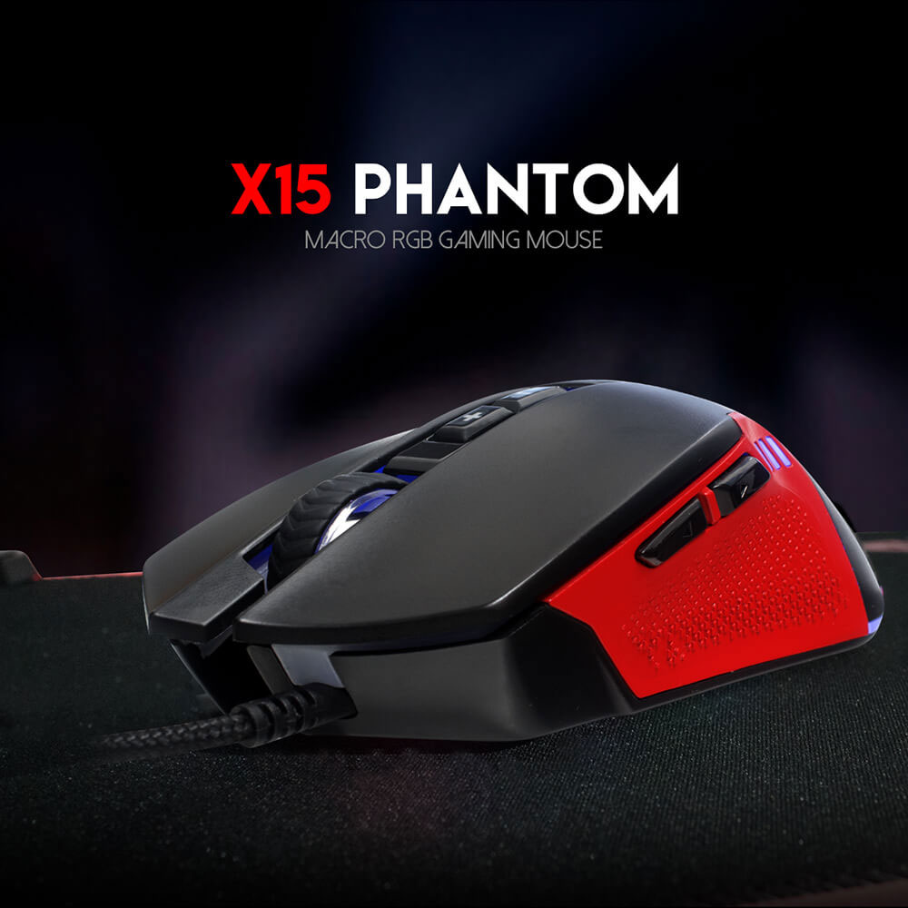 FANTECH X15 PHANTOM RGB GAMING MOUSE ( 2,400 DPI ) -125HZ POLLING RATE HUANO 3 MILLION CLICKS LIFETIME RGB 16.8 MILLION COLOR OPTIONS