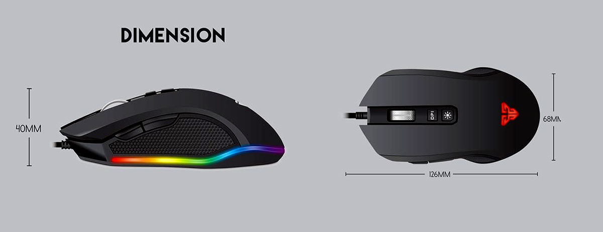 FANTECH X5S ZEUS RGB MACRO PRO GAMING MOUSE ( 4800 DPI ) -10MILLION CLICKS LIFETIME 1.8MM NYLON BRAIDED CABLE METAL ALUMINUM ROLLER