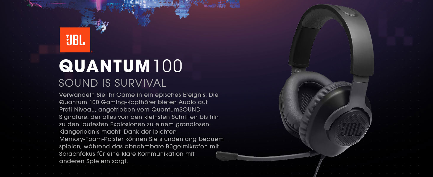 JBL QUANTUM 100 WIRED OVER-EAR GAMING HEADSET