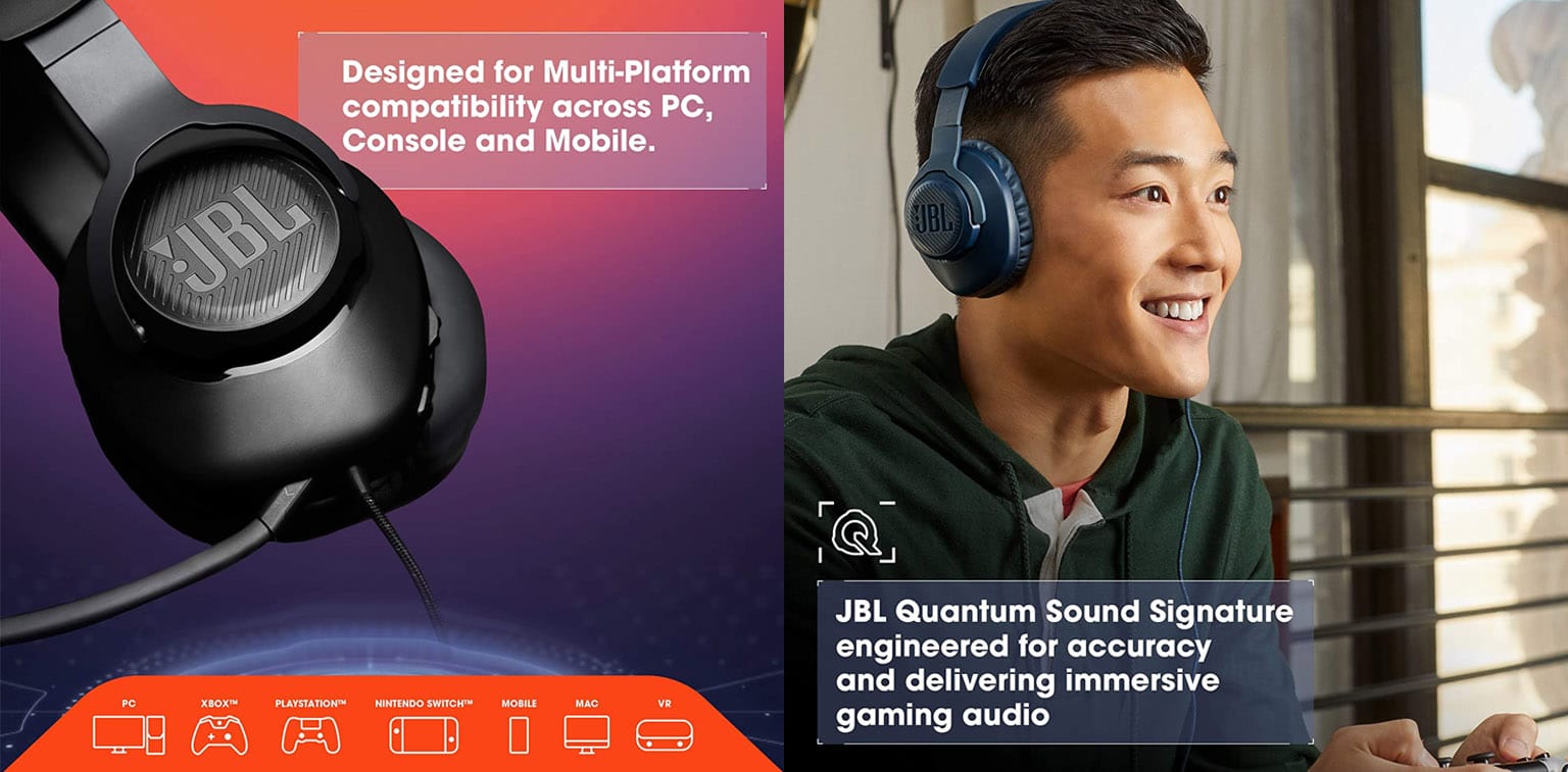 JBL QUANTUM 100 WIRED OVER-EAR GAMING HEADSET