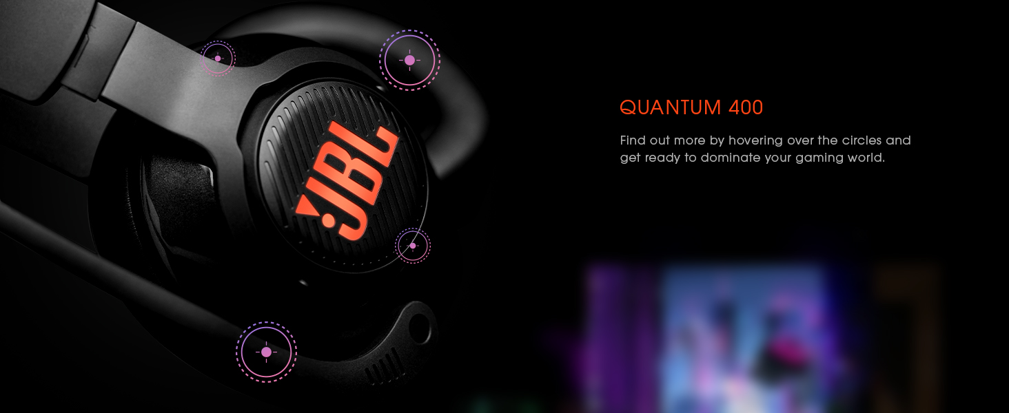 JBL QUANTUM 400 USB OVER-EAR GAMING HEADSET WITH GAME-CHAT DIAL