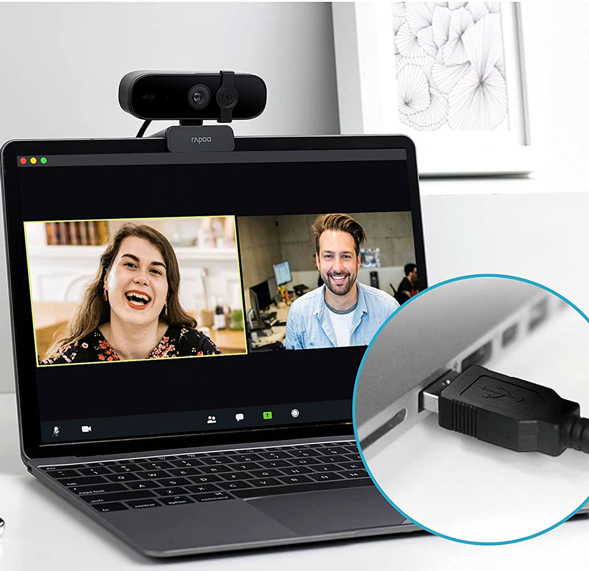 RAPOO C280 WEBCAM USB HD - 1080P 2K  SUPPORT CAMERA BUILT-IN OMNIDIRECTIONAL DUAL NOISE REDUCTION MICROPHONE 85 WIDE-ANGLE VIEWING 360 HORIZONTAL ROTATION- BLACK