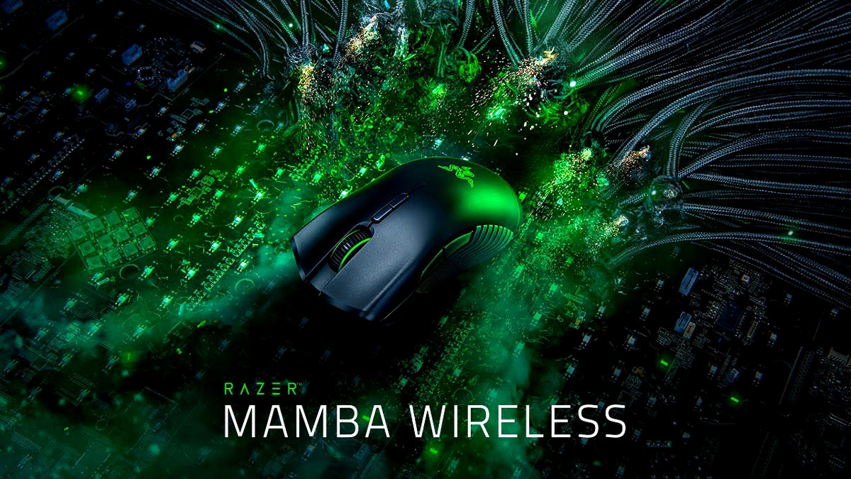 RAZER MAMBA WIRELESS GAMING MOUSE 50 HOURS OF BATTERY LIFE ADAPTIVE FREQUENCY TECHNOLOGY (AFT) 5G ADVANCED OPTICAL SENSOR