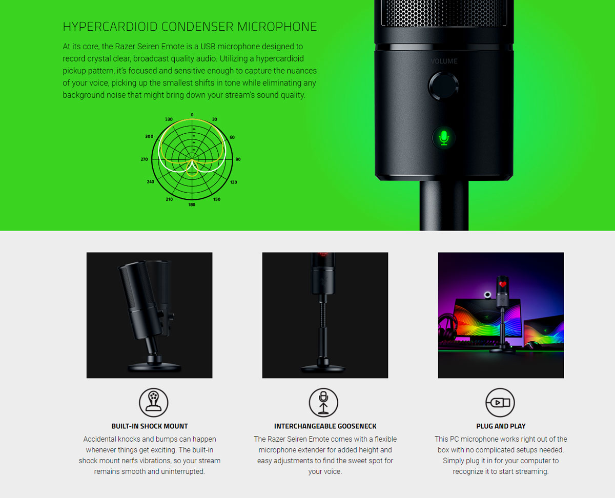 RAZER SEIREN EMOTE STREAMING MICROPHONE WITH EMOTICON DISPLAY