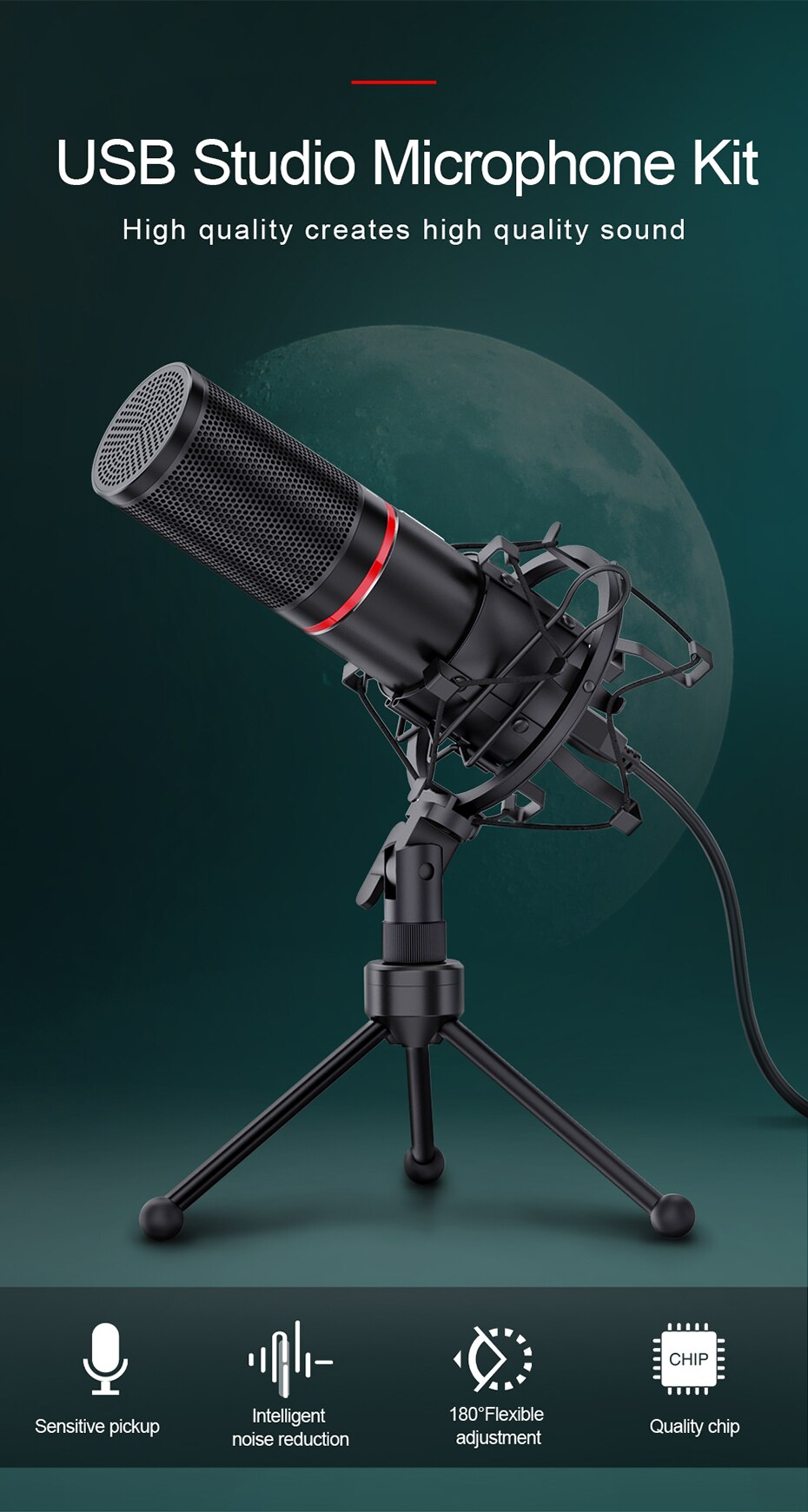 REDRAGON BLAZAR GM300 CONDENSADOR USB GAMING STREAM MICROPHONE