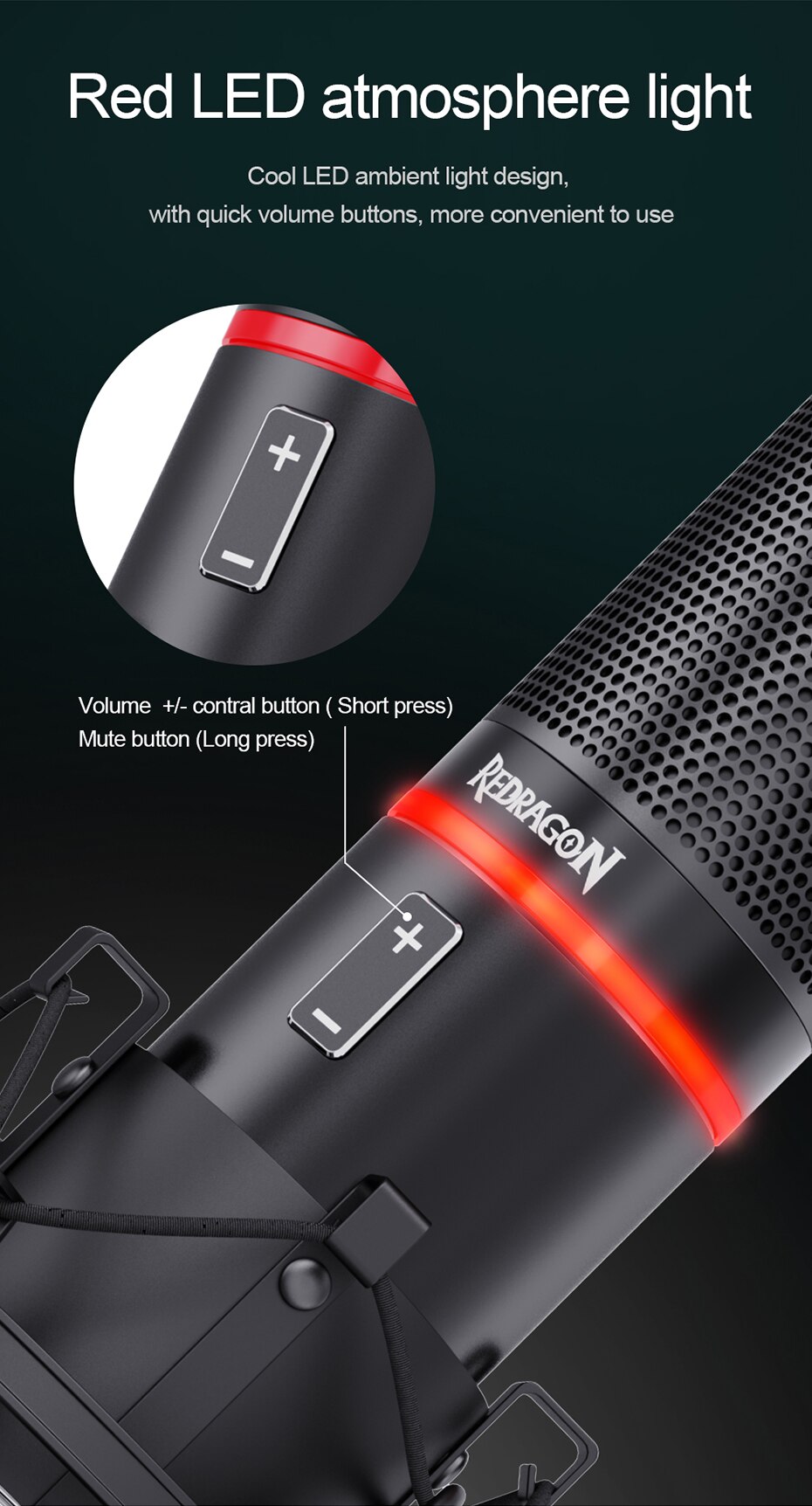 REDRAGON BLAZAR GM300 CONDENSADOR USB GAMING STREAM MICROPHONE