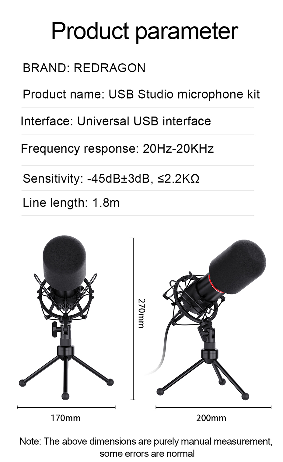 REDRAGON BLAZAR GM300 CONDENSADOR USB GAMING STREAM MICROPHONE