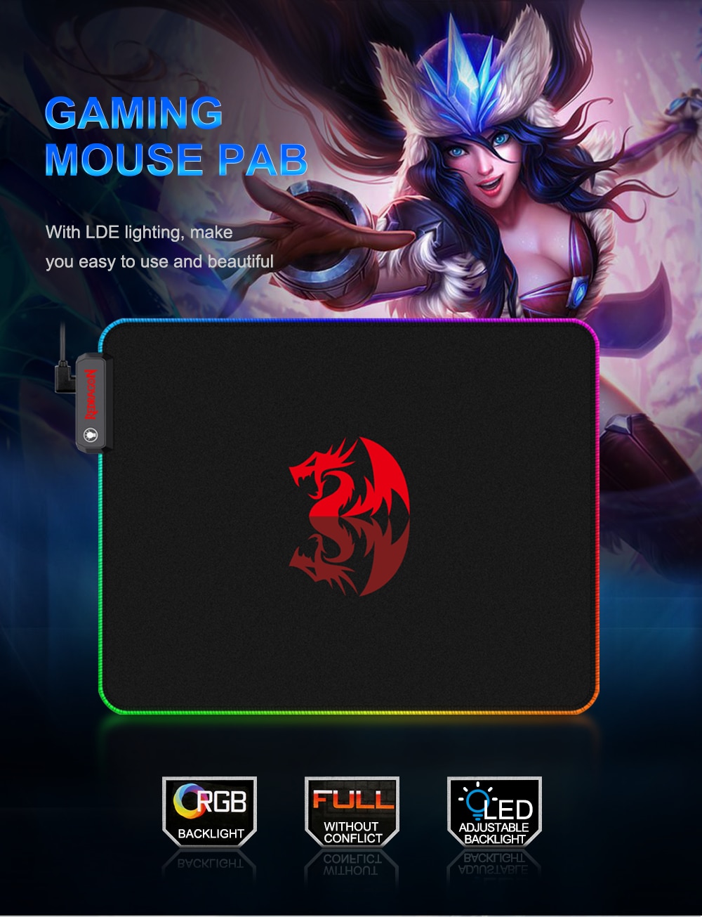 REDRAGON PLUTO P026 RGB (33*26*3MM) GAMING MOUSE PAD SOFT MATT WITH NONSLIP BASE