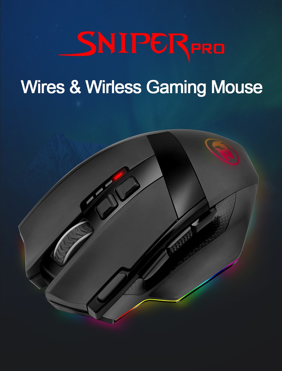 REDRAGON SNIPER PRO M801P WIRED AND WIRELESS RGB GAMING MOUSE