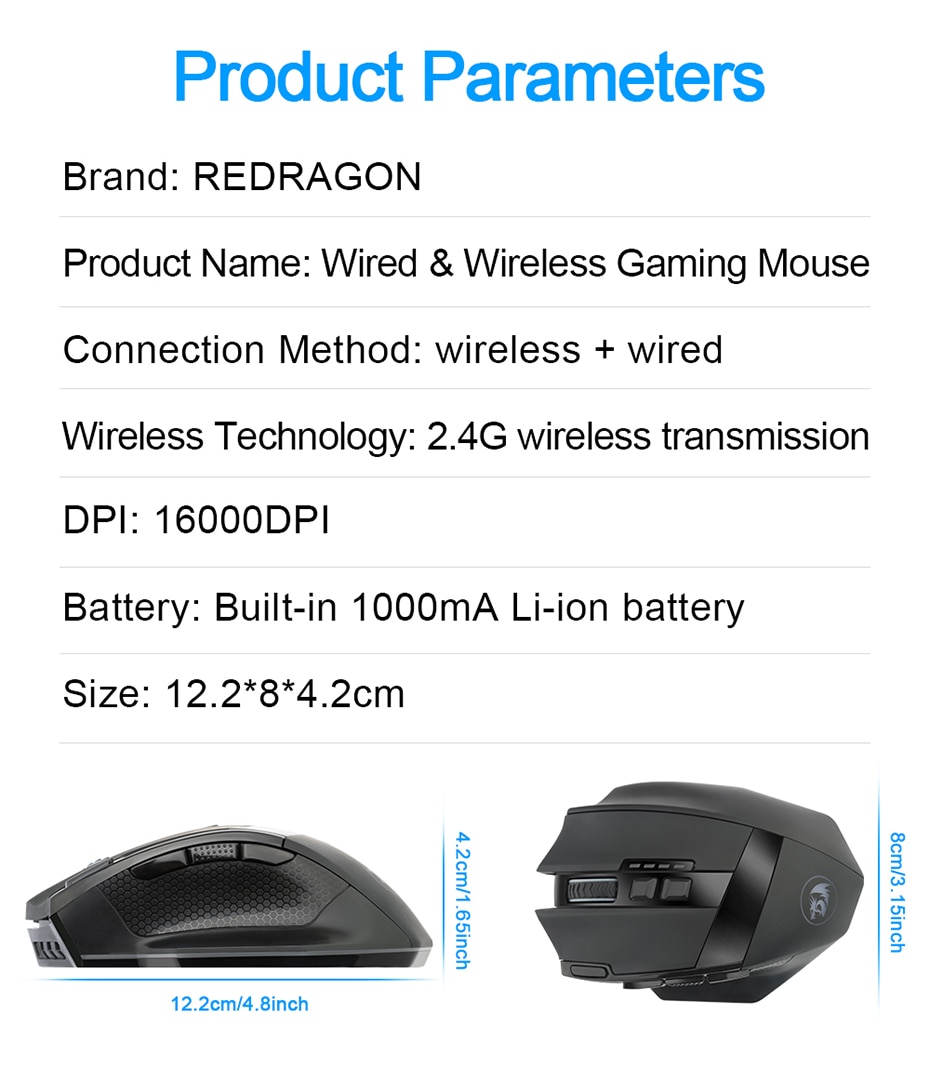 REDRAGON SNIPER PRO M801P WIRED AND WIRELESS RGB GAMING MOUSE