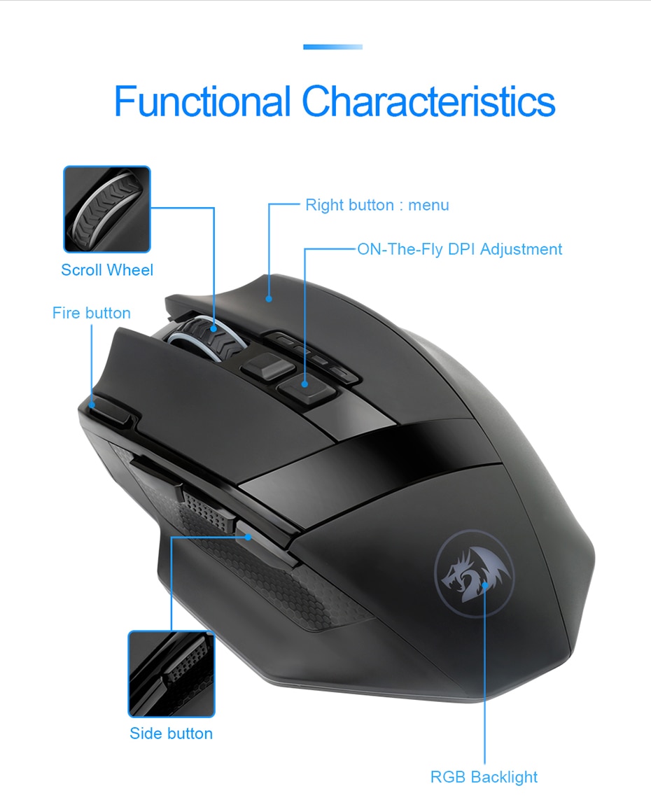 REDRAGON SNIPER PRO M801P WIRED AND WIRELESS RGB GAMING MOUSE