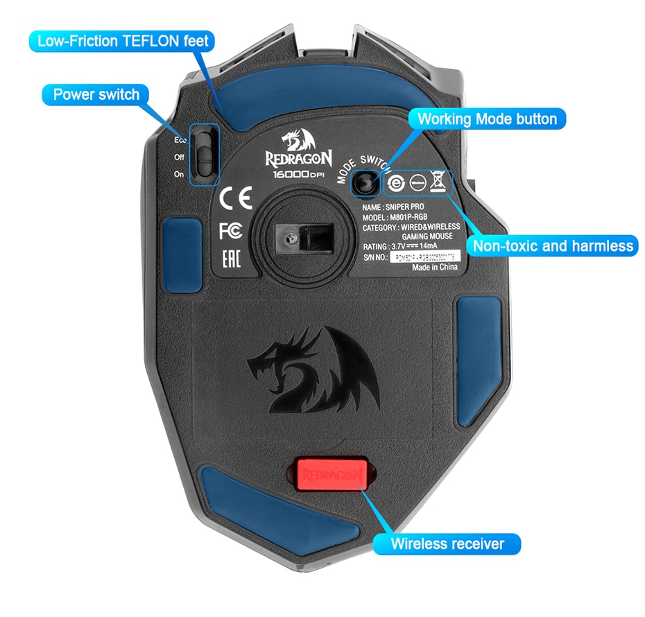 REDRAGON SNIPER PRO M801P WIRED AND WIRELESS RGB GAMING MOUSE