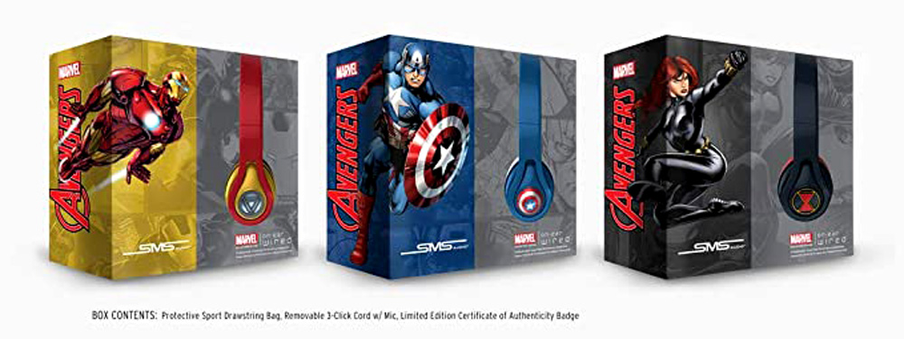 SMS AUDIO MARVEL SPORT WIRED MICROLITE HEADPHONES - BLACK WIDOW