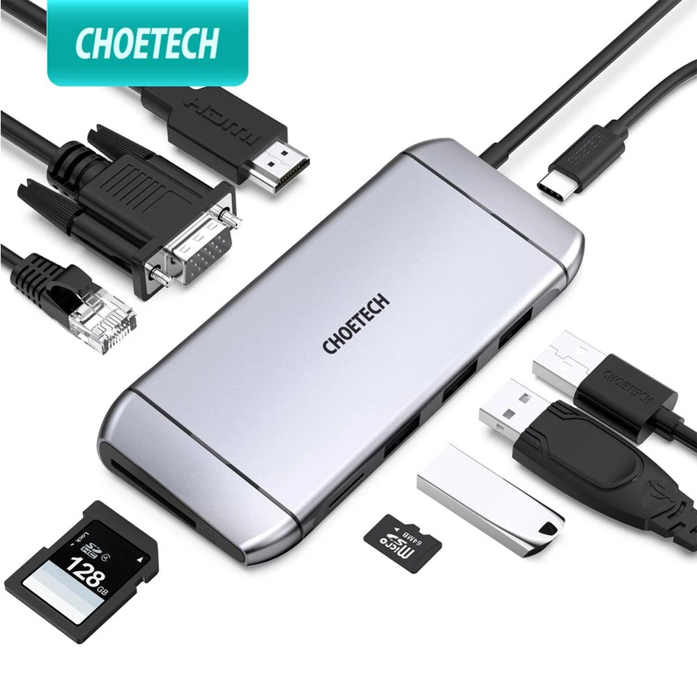 CHOETECH HUB-M26 12 in 1 USB Type-C Multi-Hub Dual HDMI Charge up to 100W