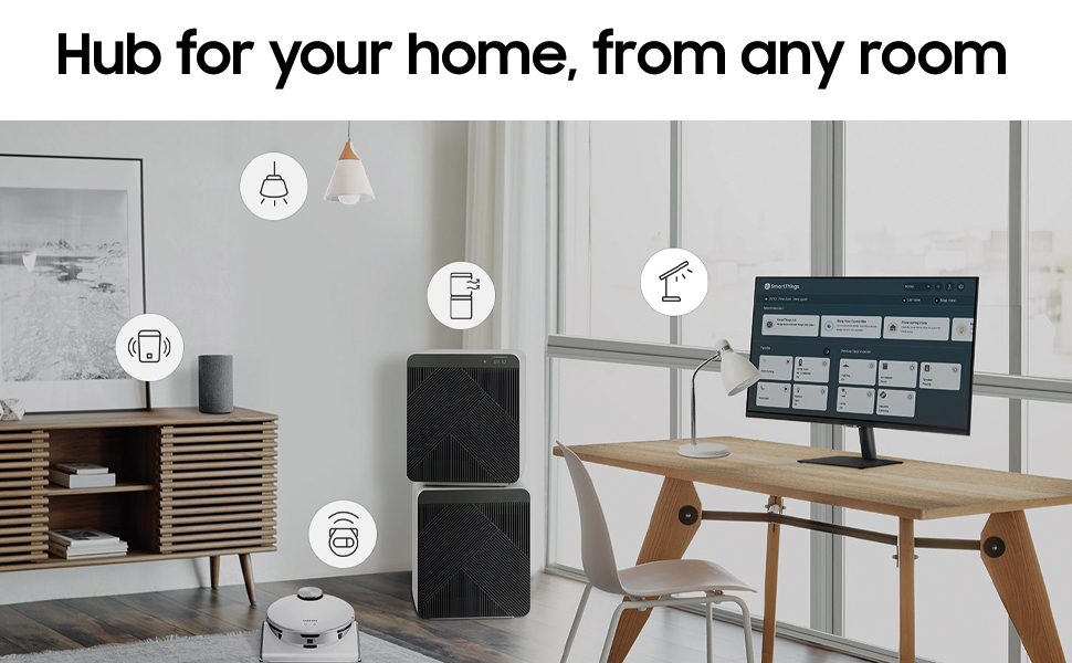 SAMSUNG 27\" M5 Full HD Smart Monitor w/ Speakers Remote 1 Billion Color Smart TV apps Samsung TV Plus & Dex - White