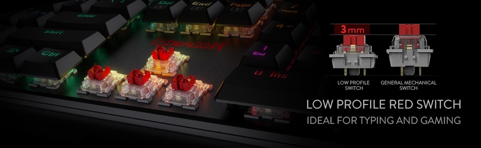 Redragon K589 Shrapnel RGB Low Profile 104 Keys Anti-ghosting Mechanical Keyboard -Blue Switch
