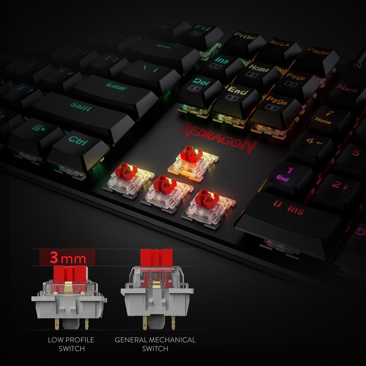 Redragon K589 Shrapnel RGB Low Profile 104 Keys Anti-ghosting Mechanical Keyboard -Blue Switch
