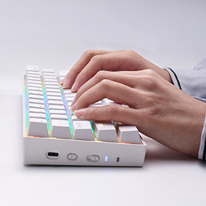 Redragon K530 RGB 61 Keys USB-C & Bluetooth for PC, Laptop, Cell Phone - White