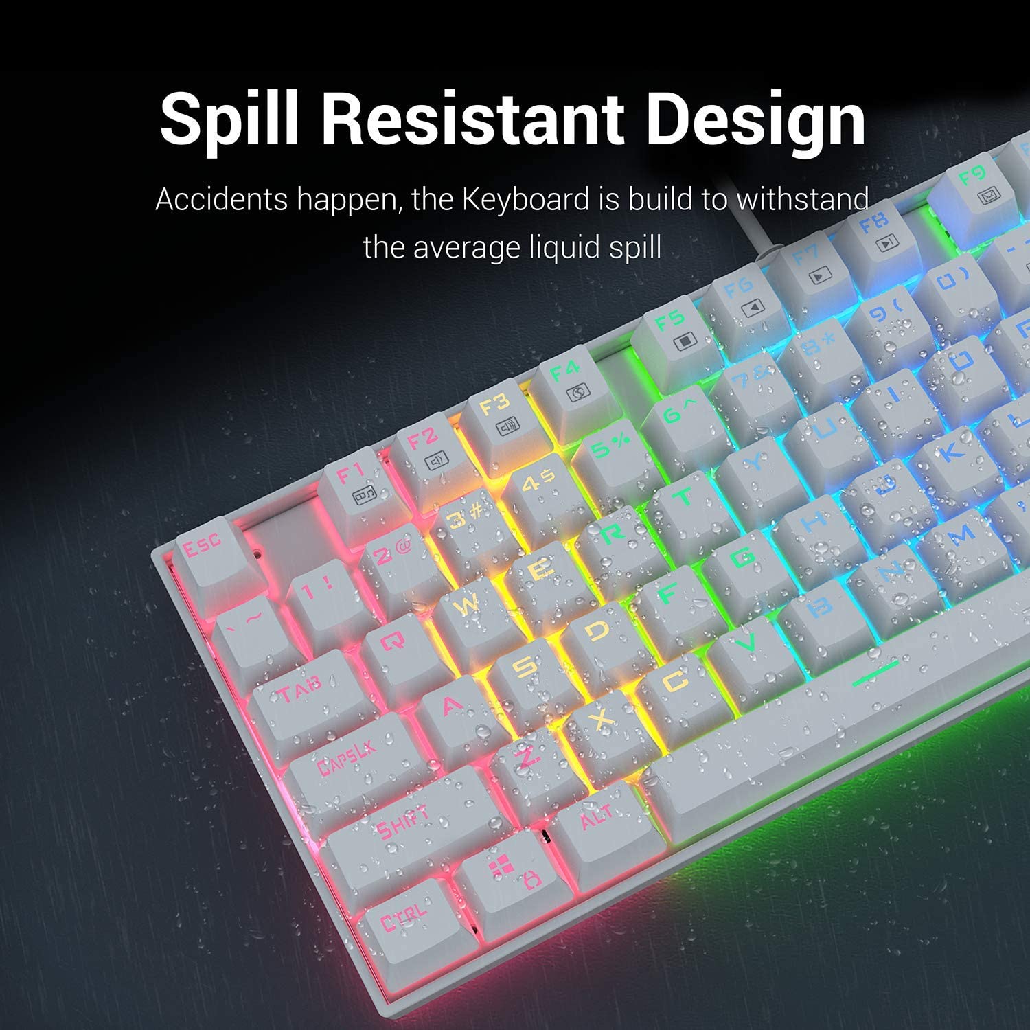 Redragon K552 KUMARA 87 Keys Mechanical Gaming Keyboard RGB LED Backlit Wired - White