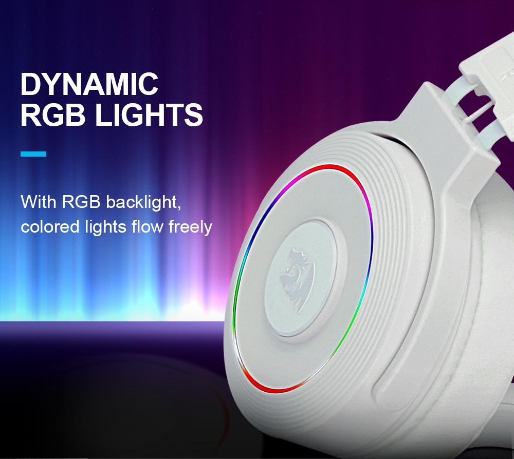 Redragon H320 Lamia 7.1 Surround Sound Volume Control Noise Cancelling RGB Light w/ Stand - Black