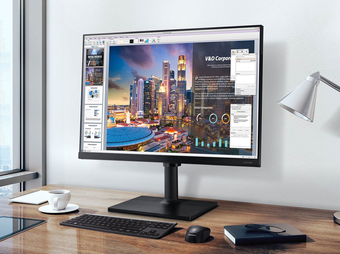 SAMSUNG Professional T45F 24\" FHD IPS 75hz Adjustable Stand 2x HDMI Display Port & USB w/ Built-in Speakers