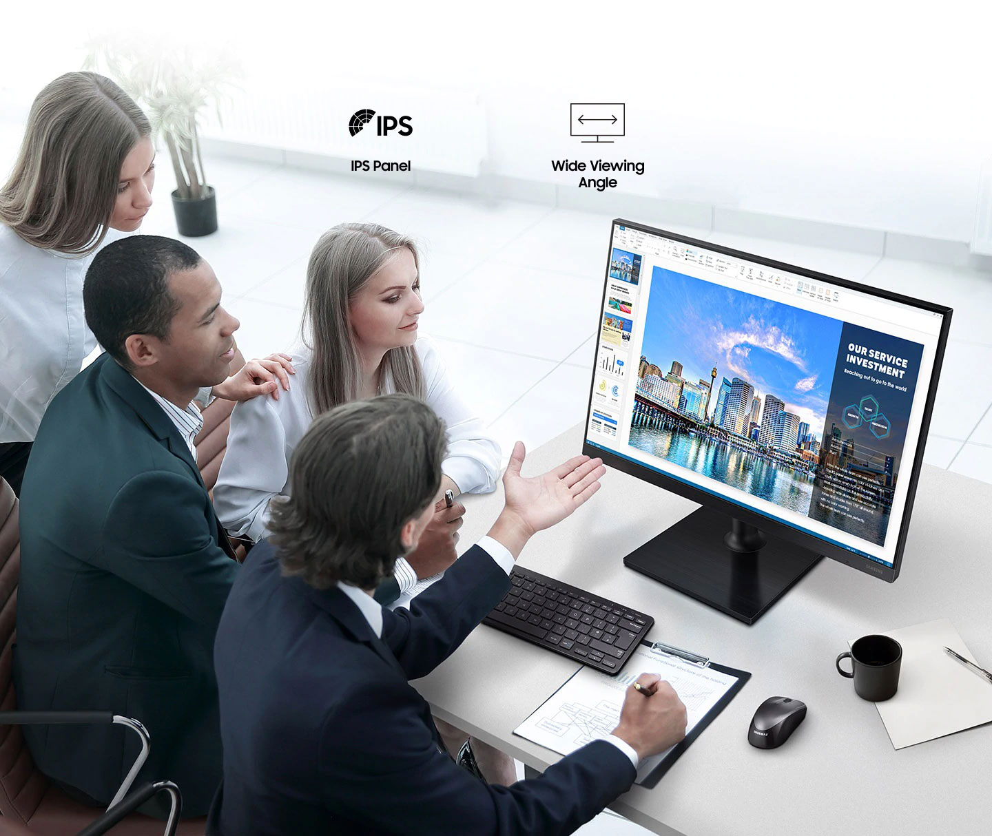 SAMSUNG Professional T45F 24\" FHD IPS 75hz Adjustable Stand 2x HDMI Display Port & USB w/ Built-in Speakers