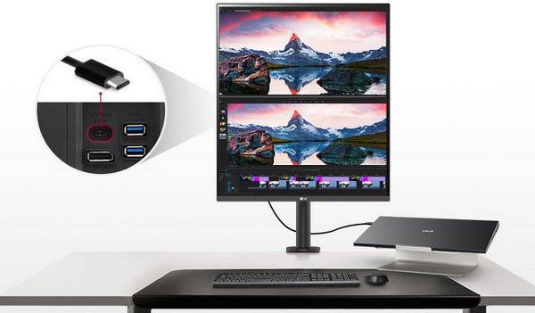 LG 28MQ780-B 28\" SDQHD 2K Nano IPS HDR10 DualUp Monitor with Ergo Stand USB Type-C (90W PD) - Black