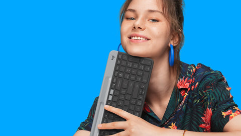 Logitech K580 Slim Multi-Device Wireless Bluetooth/USB Receiver 24 Month Battery For Desktop, Tablet, Smartphone & Laptop AR/EN