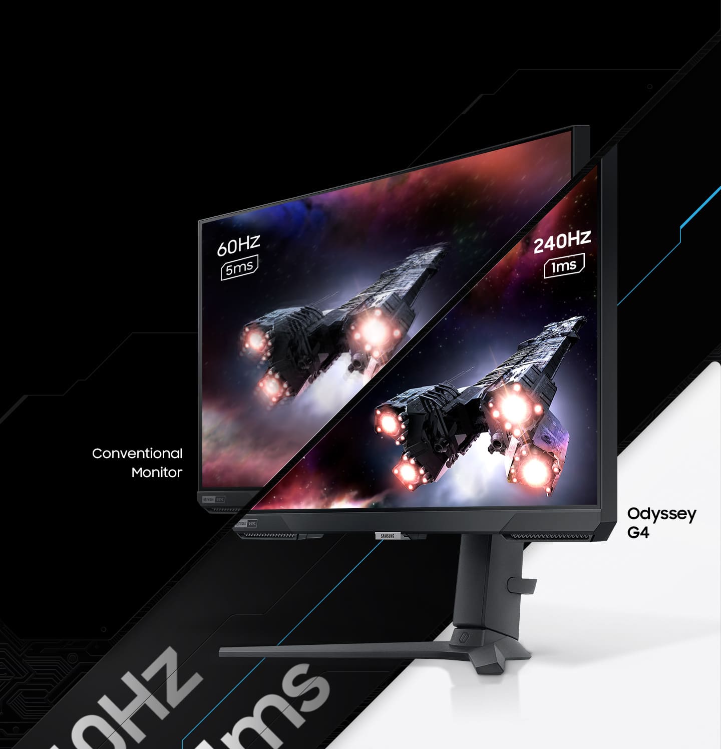 SAMSUNG 27\" Odyssey G4 IPS Full HD 240hz 1MS G-Sync Compatible Ergonomic Stand Gaming Monitor